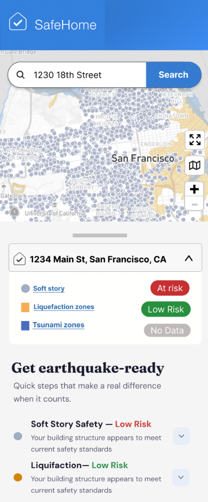 SafeHome Mobile Interface scrollable