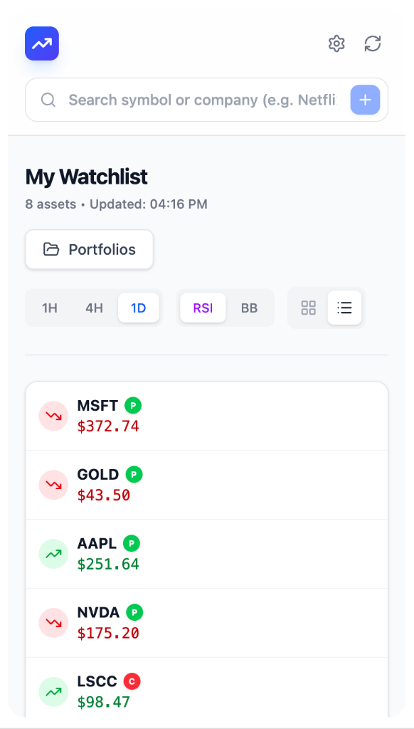 Stock Sentinel Mobile UI