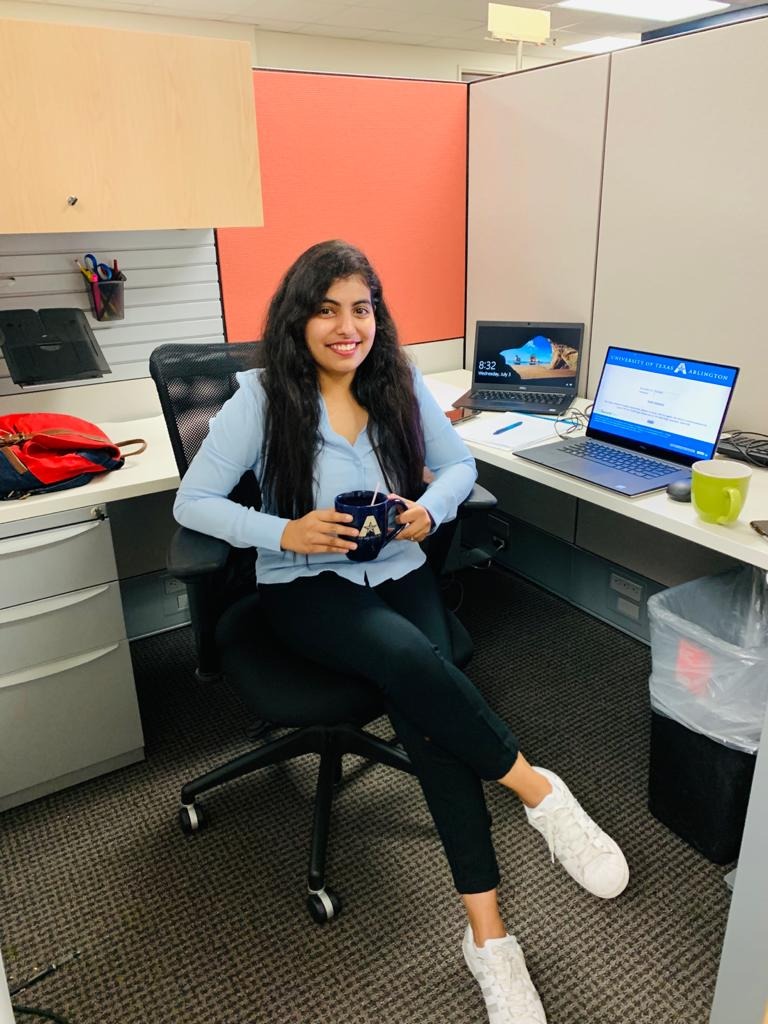 Sampada at her desk